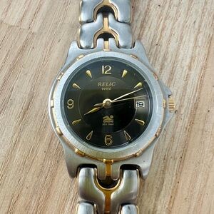 Relic wet ladies black dial two-tone watch NEW BATTERY